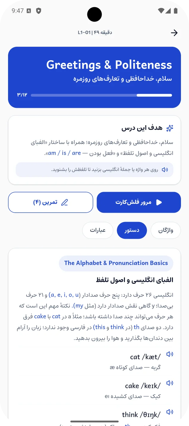 نکتهٔ دستوری الفبای انگلیسی و اصول تلفظ